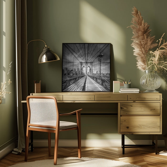 NYC Brooklyn Bridge Square Canvas Art Print