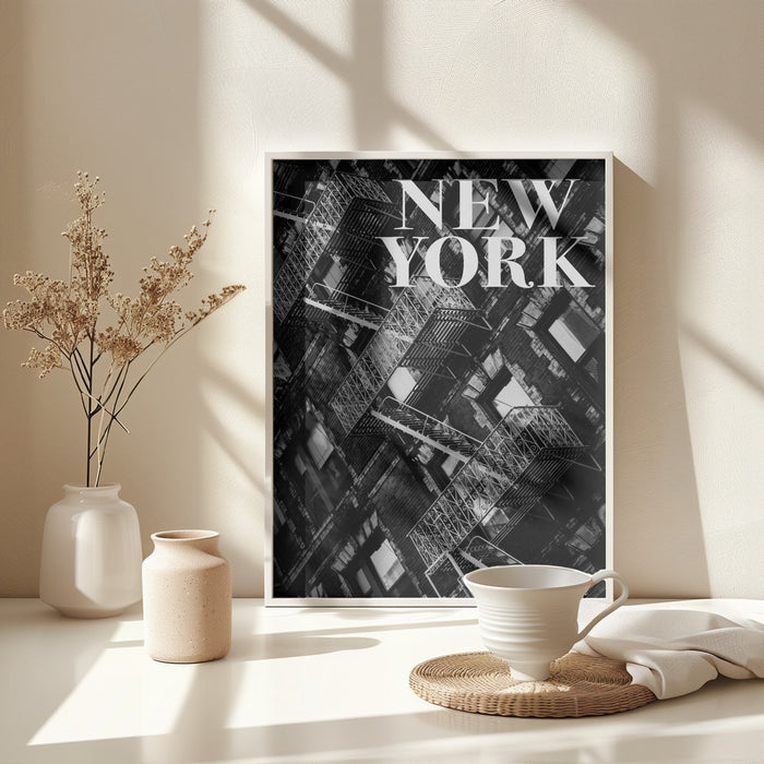 NYC Fire Escapes Framed Art Modern Wall Decor