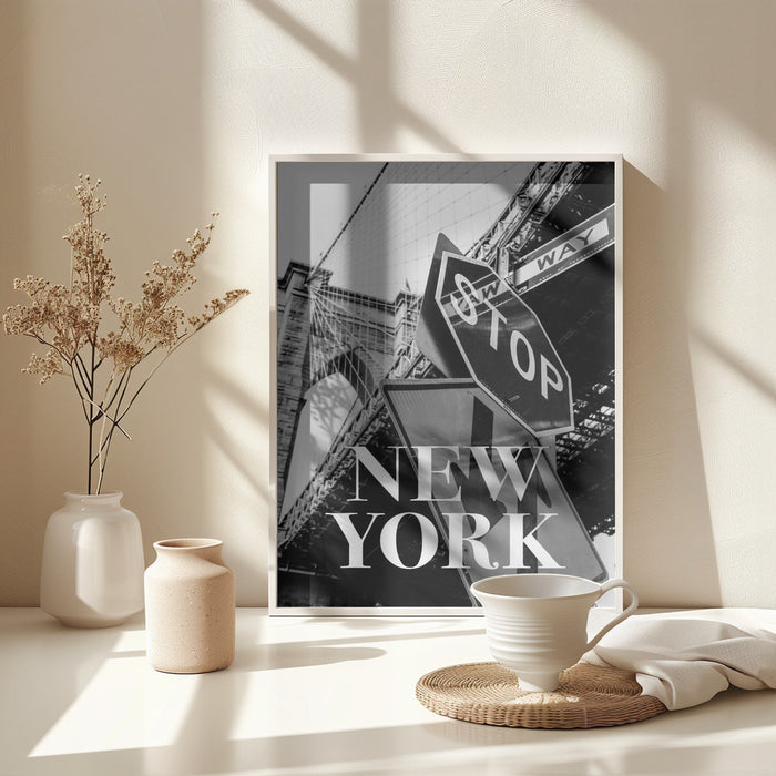 NYC Brooklyn Bridge Framed Art Modern Wall Decor