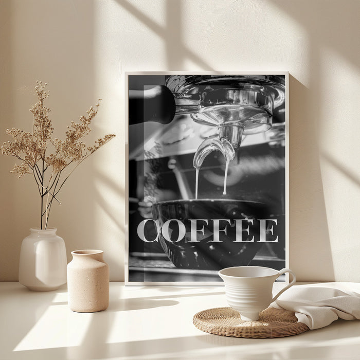 Coffee Text Framed Art Modern Wall Decor