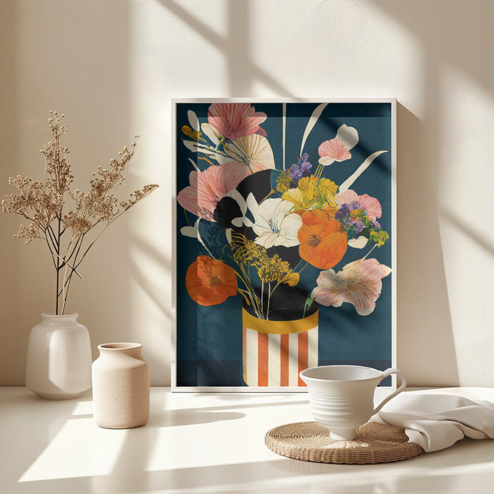 Flowers At Night Framed Art Modern Wall Decor