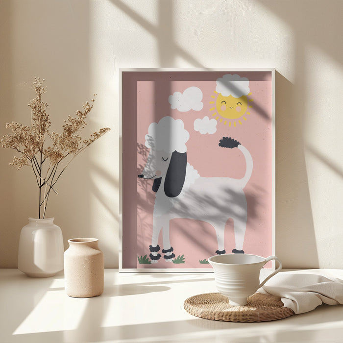 Happy Poodle Framed Art Modern Wall Decor