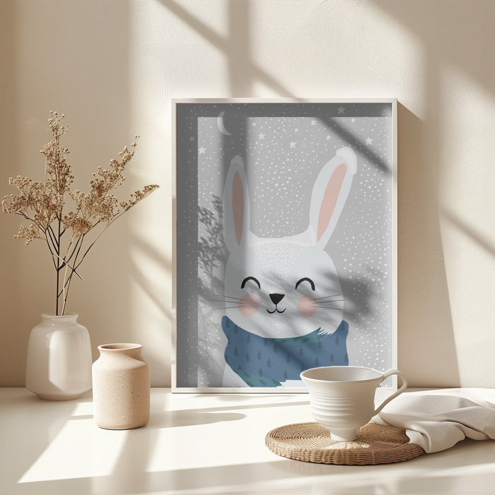 Snow Bunny Framed Art Modern Wall Decor