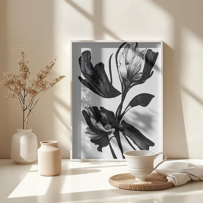 Black Flower Framed Art Modern Wall Decor