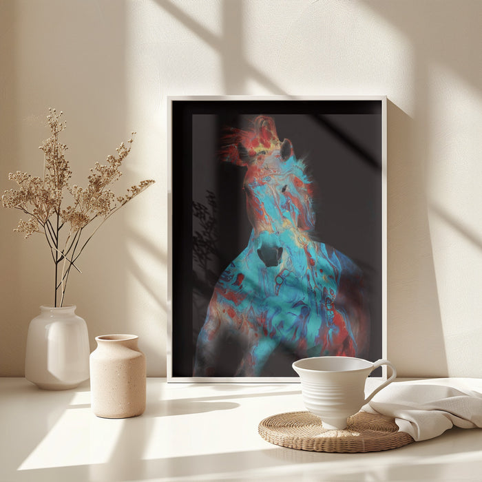 Running Bashful Horse Framed Art Modern Wall Decor