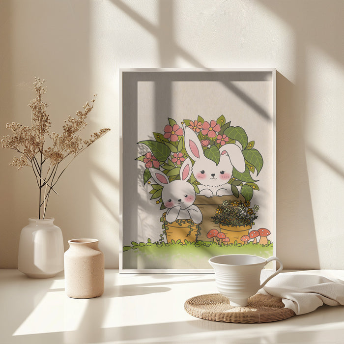 Couple Bunny Framed Art Wall Decor