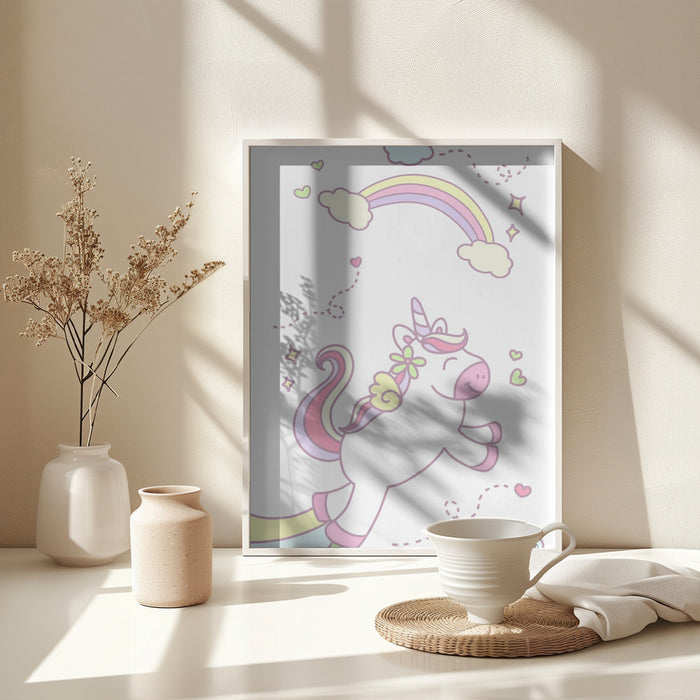 Unicorn and Baby girl Framed Art Wall Decor