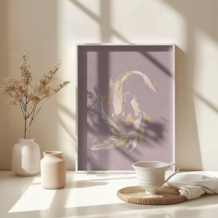 Pink gold koi fish 2 Framed Art Modern Wall Decor