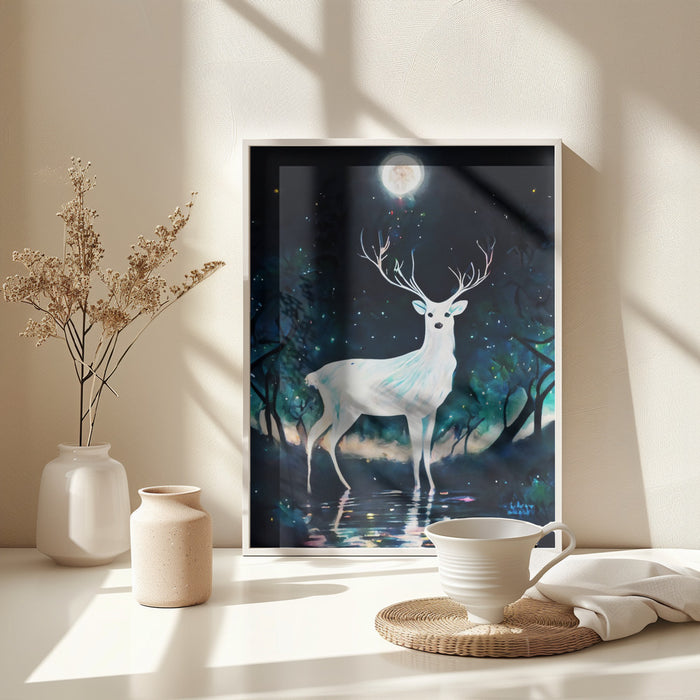 Paint Deer Framed Art Modern Wall Decor