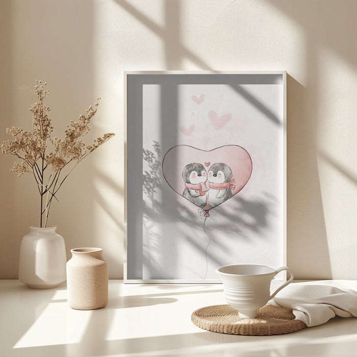 Penguin in love Framed Art Wall Decor