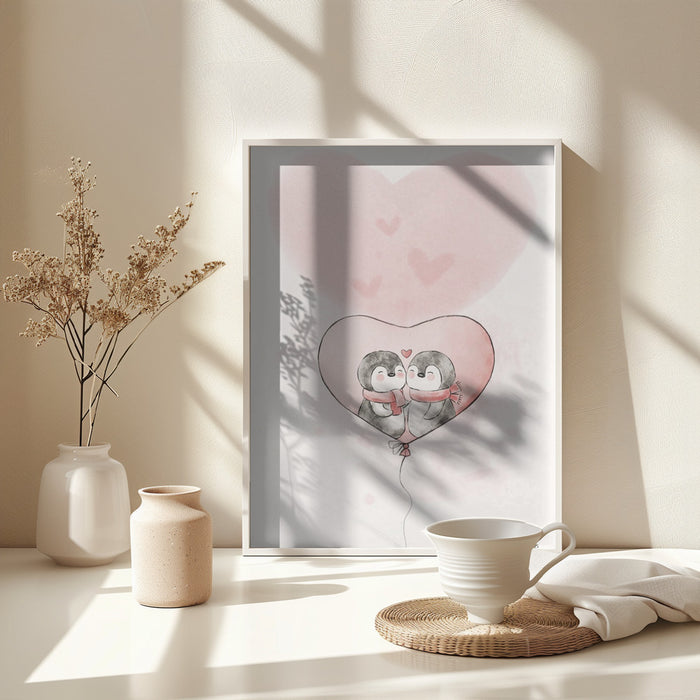 Penguin in love Framed Art Wall Decor