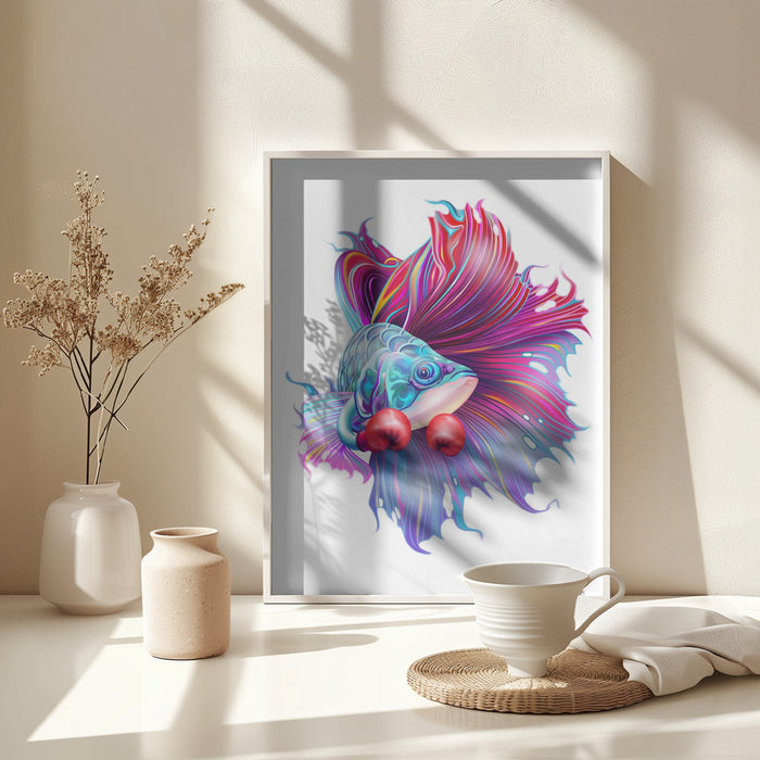 FIGHTHING FISH Framed Art Wall Decor