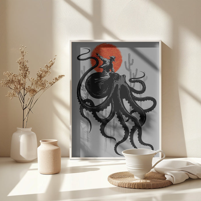 RIDING THE OCTOPUS Framed Art Wall Decor