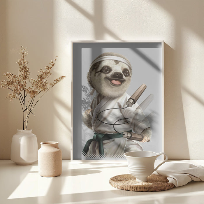 karate sloth Framed Art Wall Decor