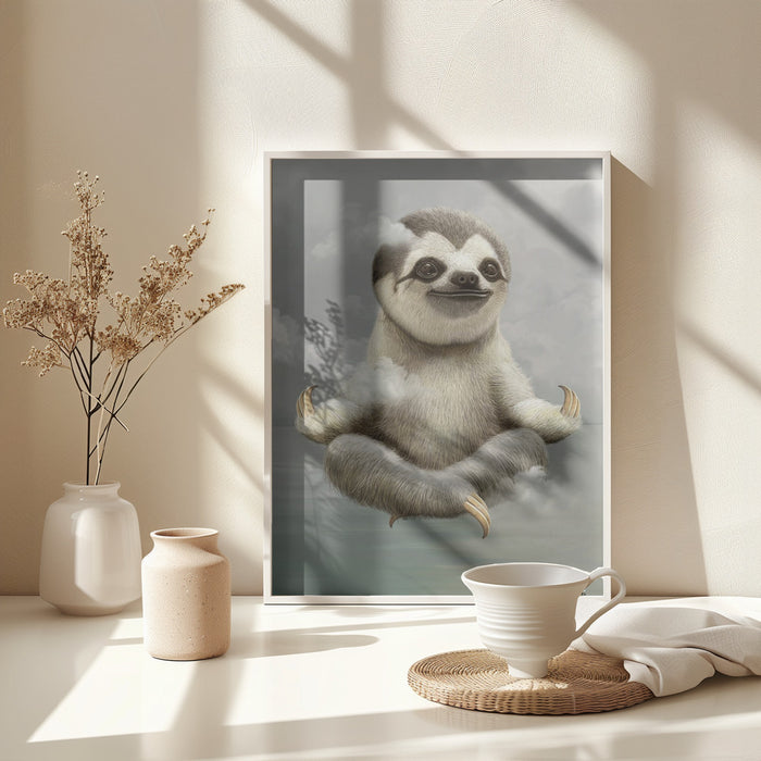 sloth meditating Framed Art Wall Decor