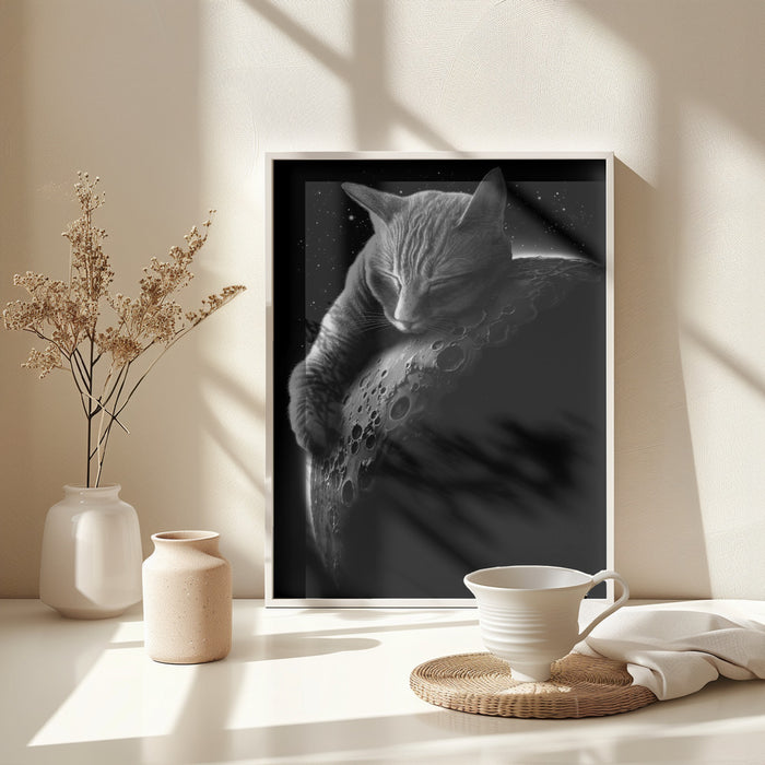 mooncat Framed Art Modern Wall Decor