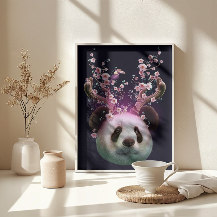 panda horns up Framed Art Modern Wall Decor