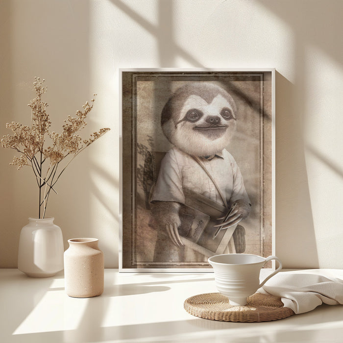 STUDENT SLOTH Framed Art Wall Decor