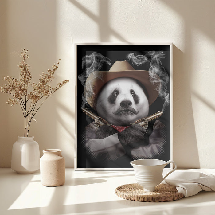 panda crossgun Framed Art Wall Decor