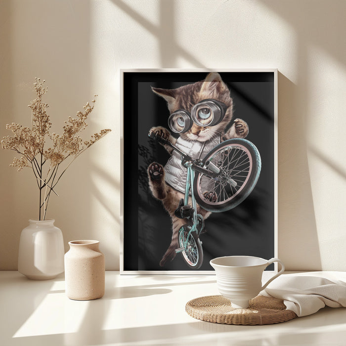 bmx cat Framed Art Wall Decor