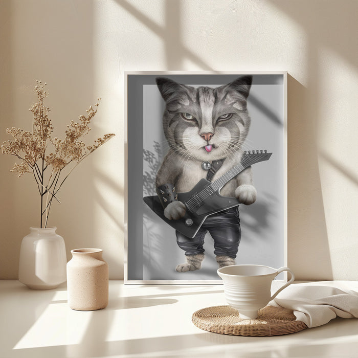 heavy metal cat Framed Art Wall Decor