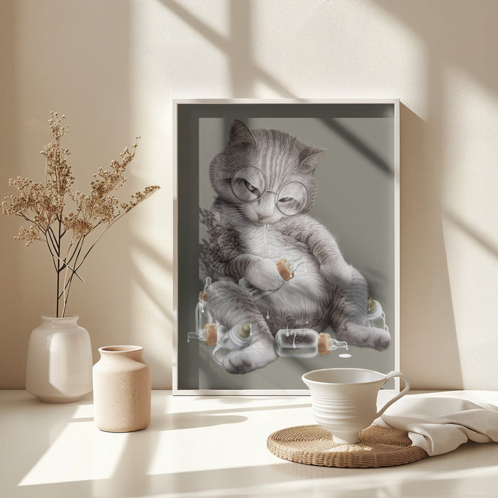 greedy cat Framed Art Modern Wall Decor