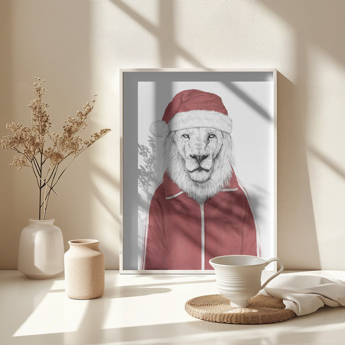 Santa lion Framed Art Wall Decor