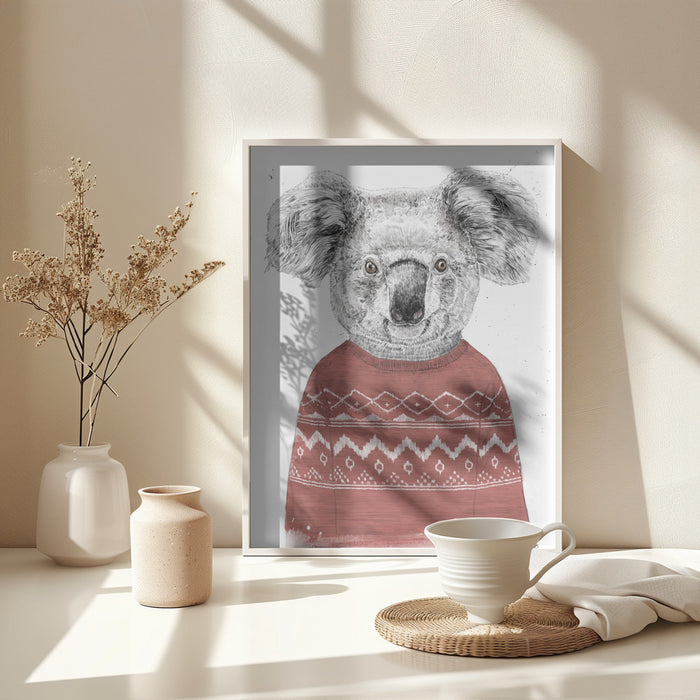 Winter koala (red) Framed Art Modern Wall Decor