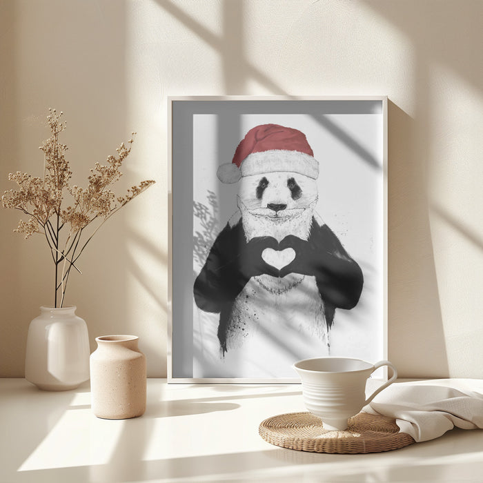 Santa panda Framed Art Modern Wall Decor