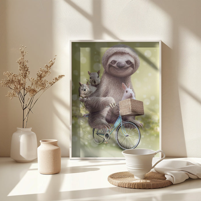 SLOTH GO RIDING Framed Art Modern Wall Decor