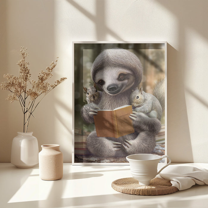 SLOTH SHARING KNOWLEDGE Framed Art Wall Decor