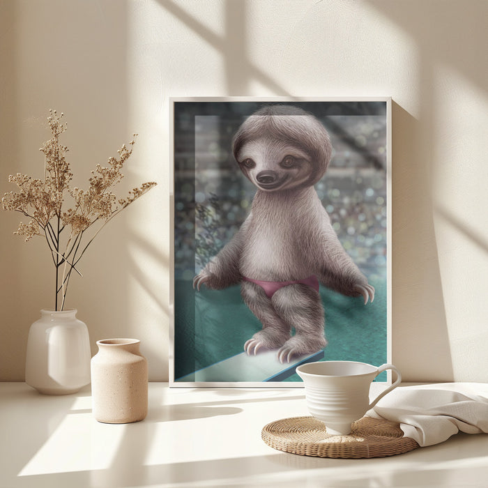 SLOTH THE DIVER Framed Art Wall Decor