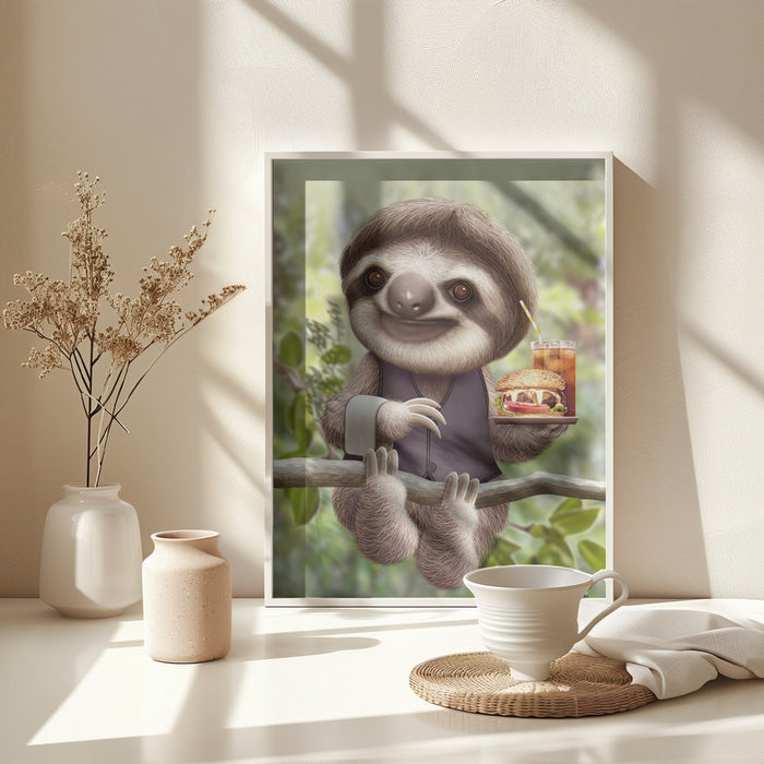 SLOTH ONTREE DELIVERY Framed Art Wall Decor