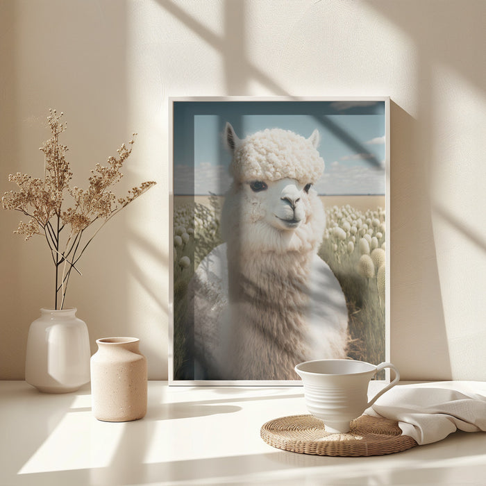 Cute Llama Framed Art Modern Wall Decor