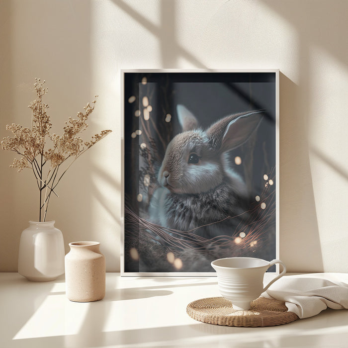 Bunny In The Nest Framed Art Modern Wall Decor