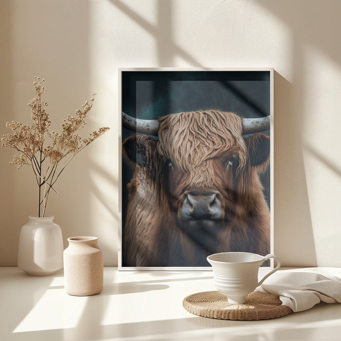 Highland Cow Framed Art Modern Wall Decor