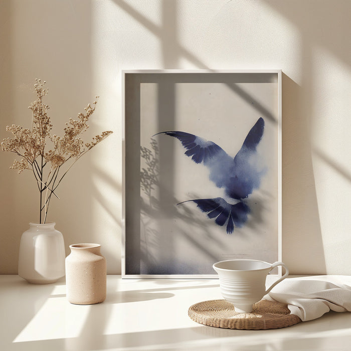 Indigo Bird Framed Art Modern Wall Decor