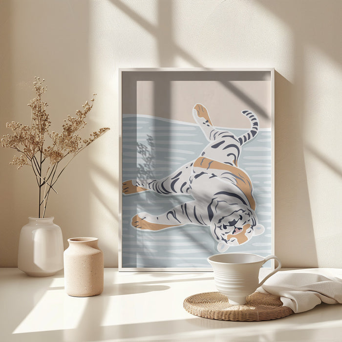 Scandi Sleeping Tiger Children's Art Framed Art Wall Decor