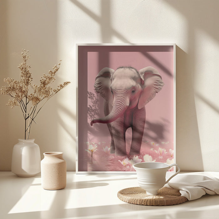 Young Elephant Framed Art Modern Wall Decor