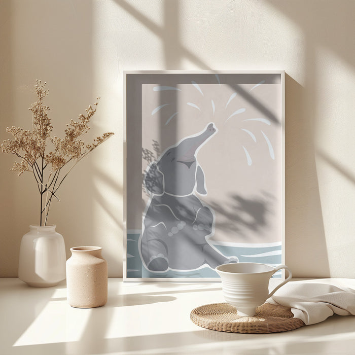 Cute scandi elephant children's art Framed Art Modern Wall Decor