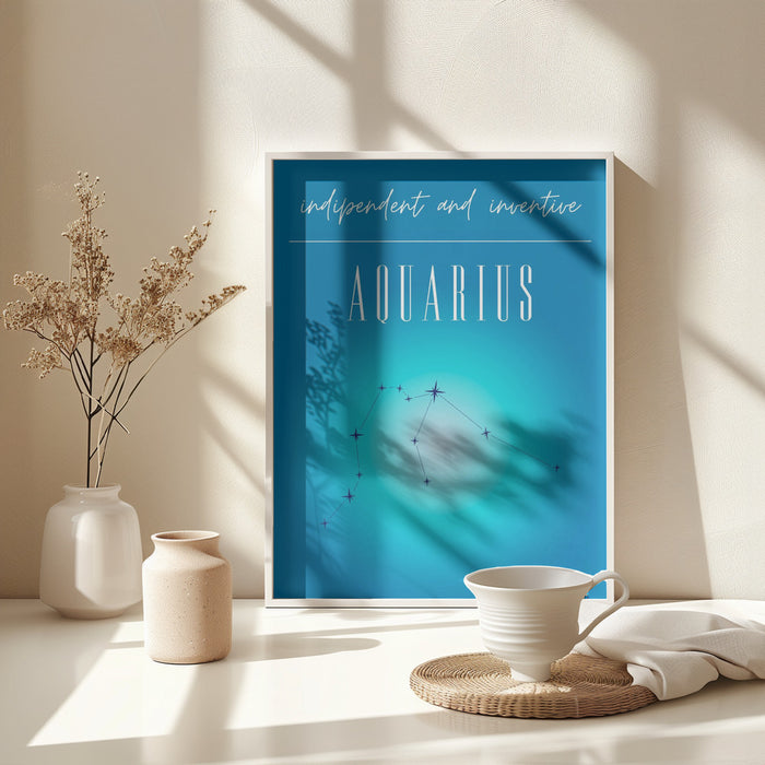 Aquarius Zodiac Print Art Framed Art Modern Wall Decor