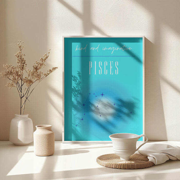 Pisces Zodiac Print Art Framed Art Wall Decor