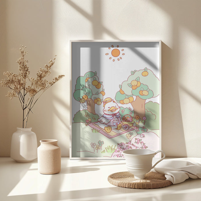 Little Duck Picnic up Framed Art Modern Wall Decor