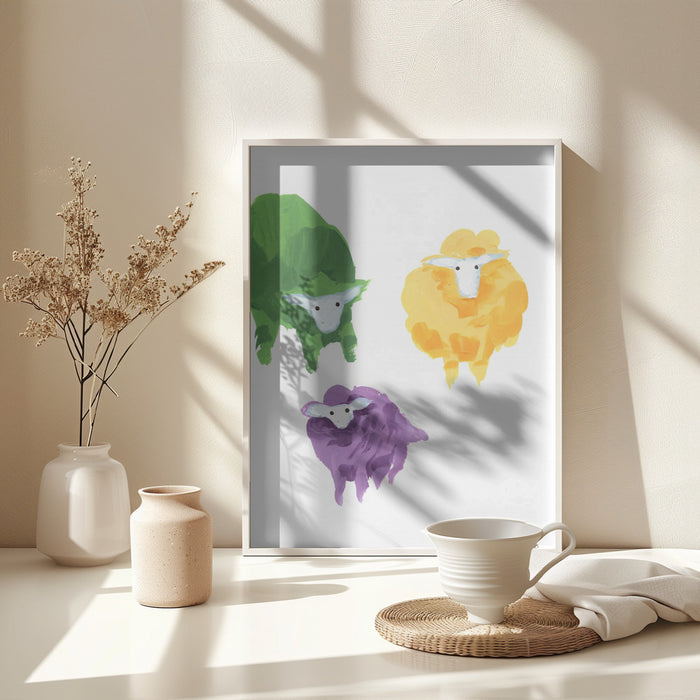 Sheep Triplets Framed Art Wall Decor