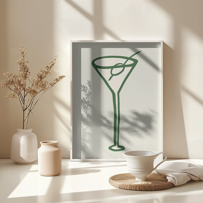 Cocktail Green Framed Art Wall Decor