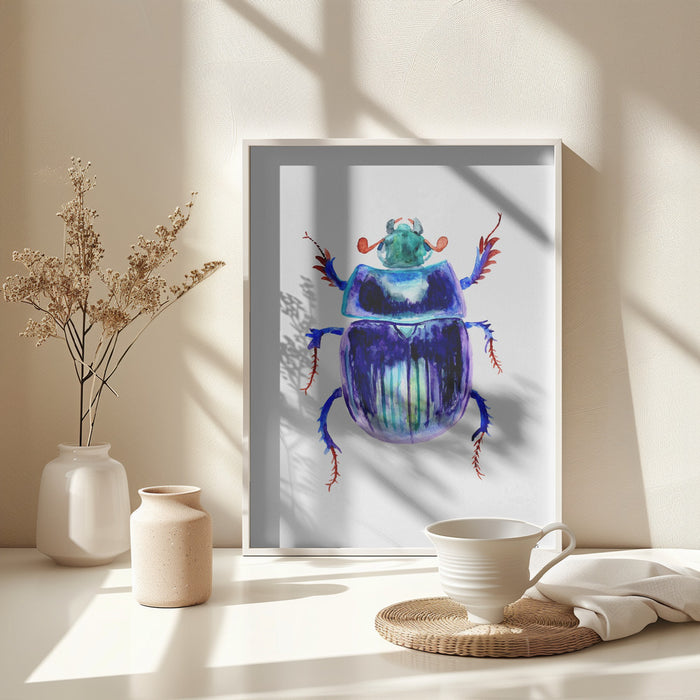 Earth-boring dung beetle or Anoplotrupes stercorosus Framed Art Wall Decor