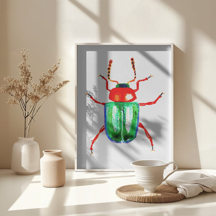 Knotweed beetle or Gastrophysa polygoni Framed Art Wall Decor