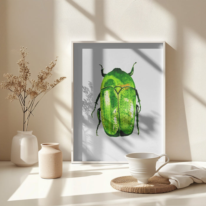 Green June beetle or Cotinis nitida Framed Art Wall Decor