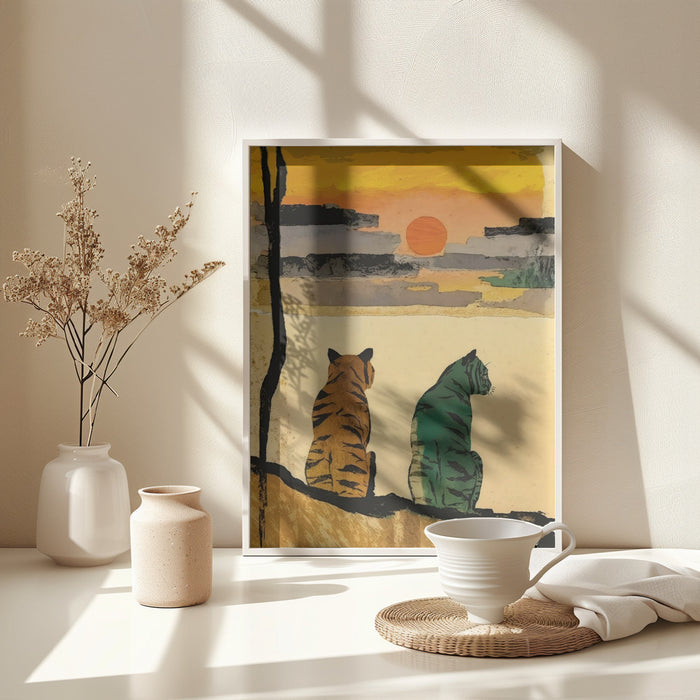 Resting Tigers Framed Art Modern Wall Decor