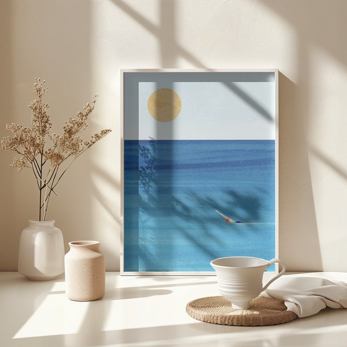 Sea Swim Framed Art Modern Wall Decor